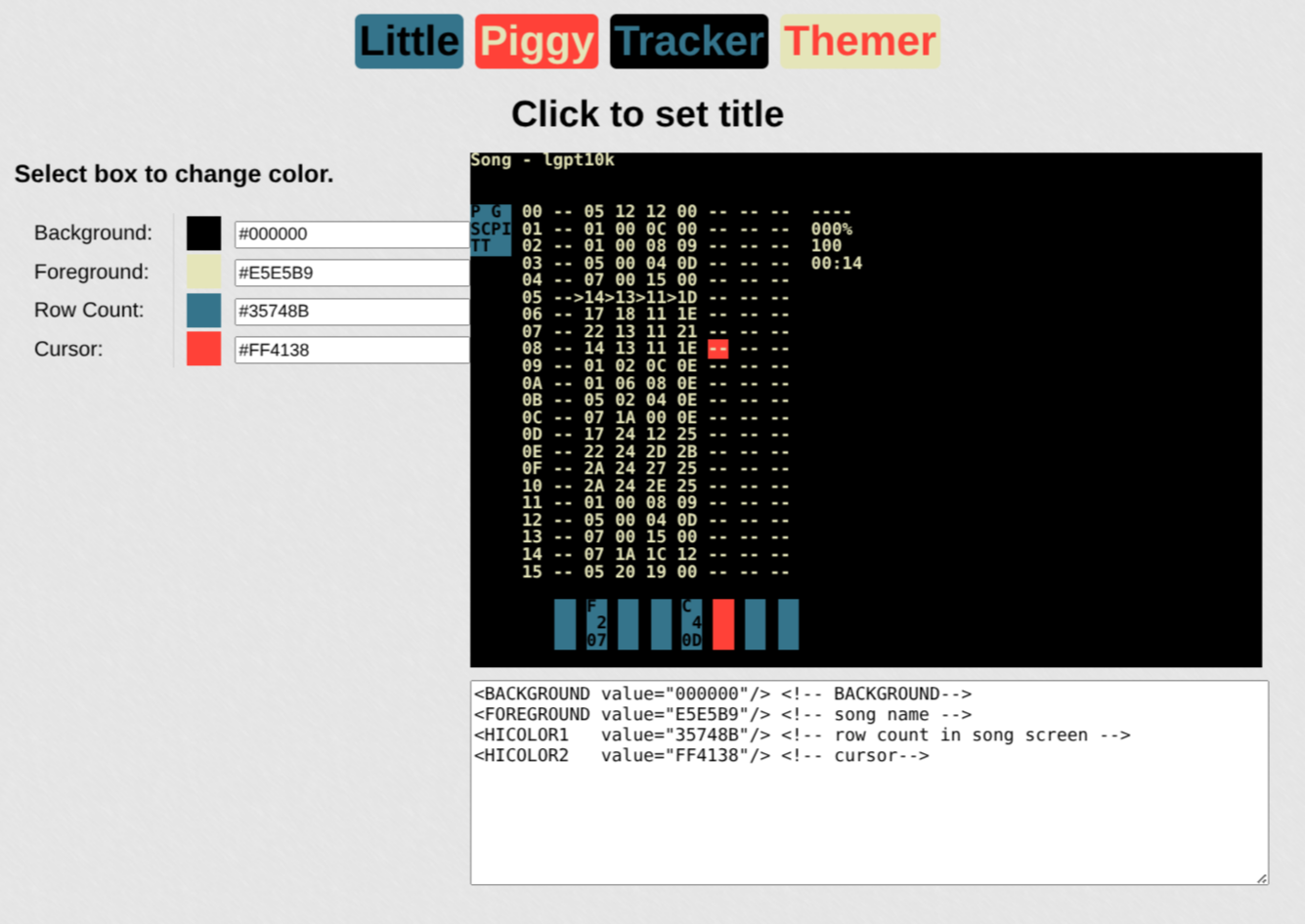 Screenshot of the piggy tracker themer on the site poyo.co